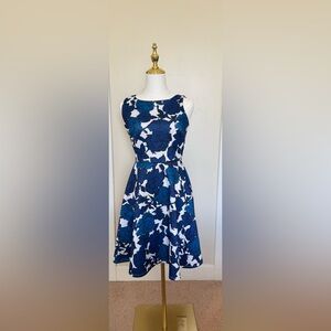 New York & Company Blue and White Floral Midi Dress
